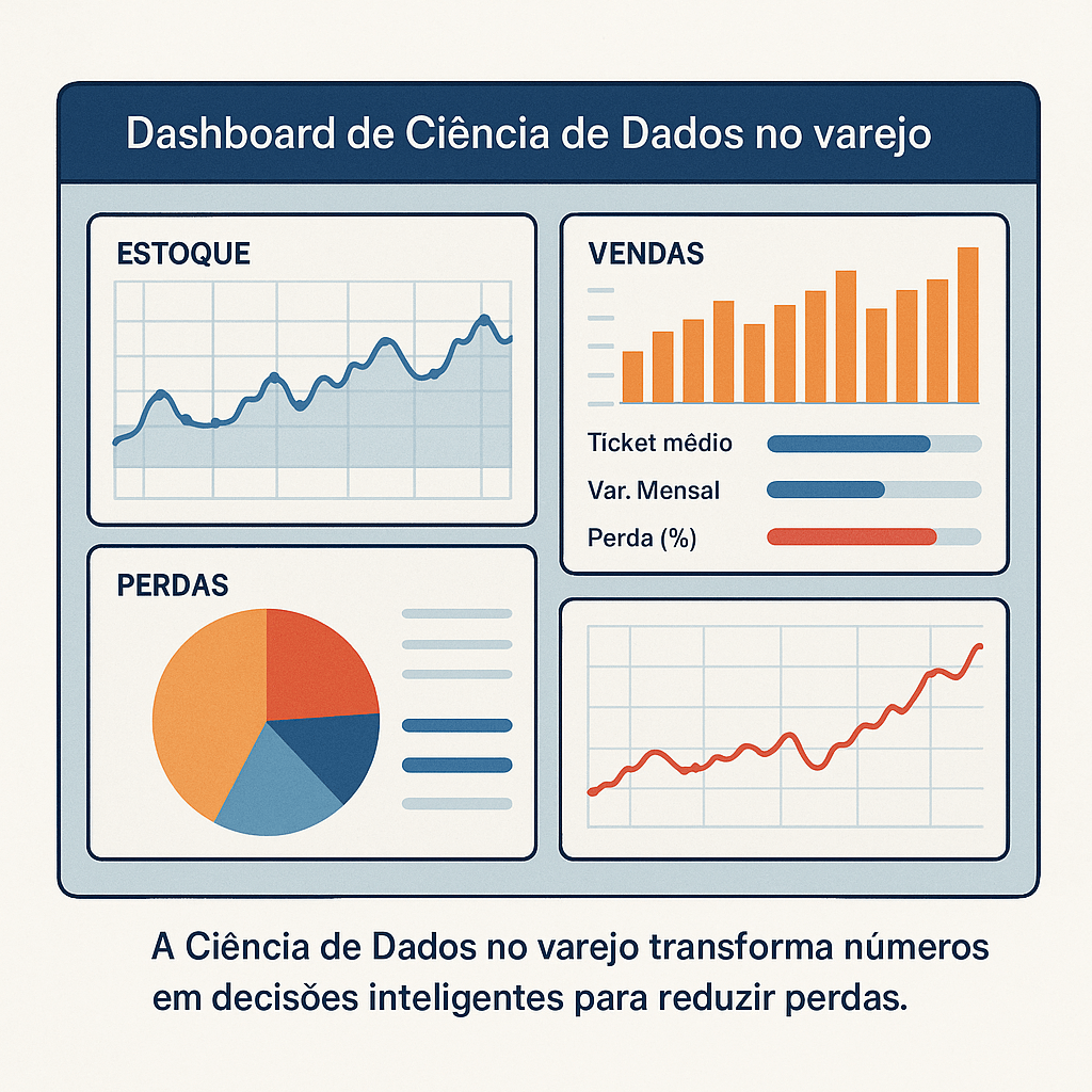 Dashboard com indicadores de perdas no varejo gerados por Ciência de Dados